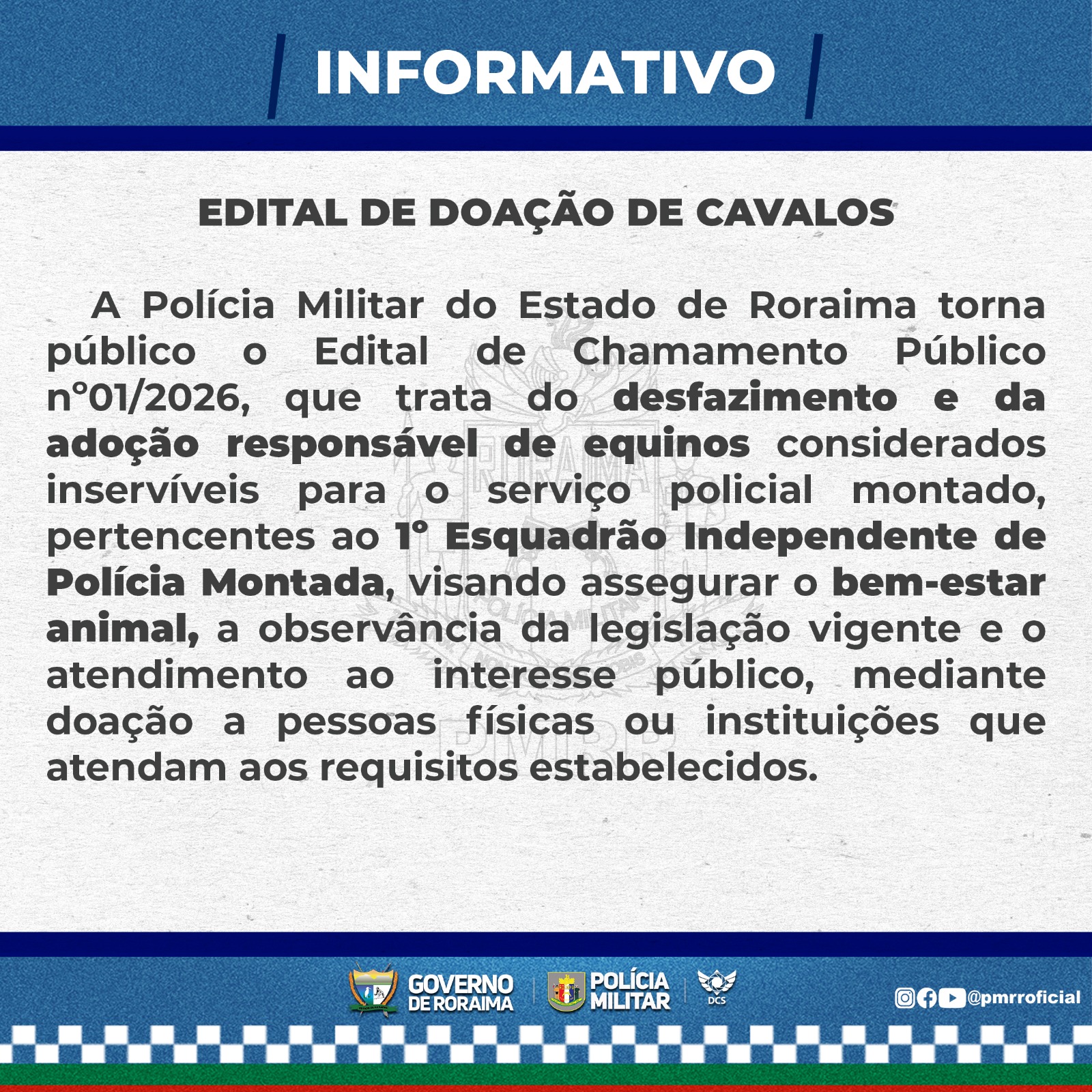 EDITAL DE DOAÇÃO DE CAVALOS